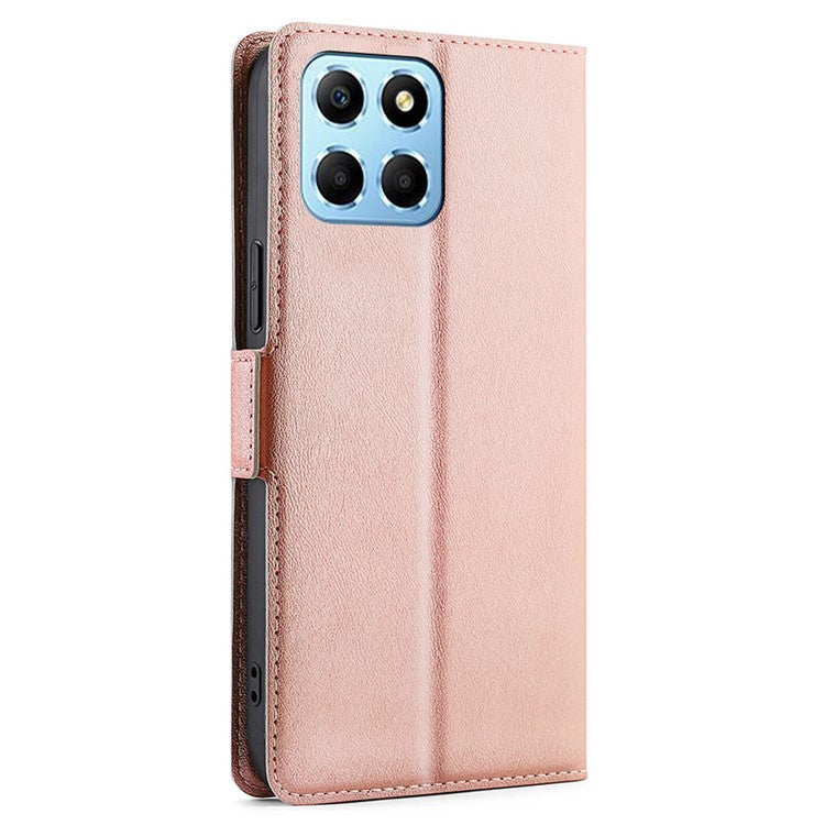 For Honor X8 5G / X6 4G PU Leather Stand Card Holder Case Full Protection Magnetic Clasp Phone Cover - Rose Gold