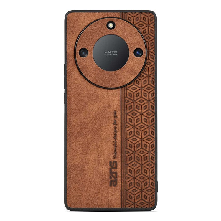 AZNS For Honor X40 5G Imprinted Pattern PU Leather Coated TPU Case Drop-proof Phone Back Cover - Brown