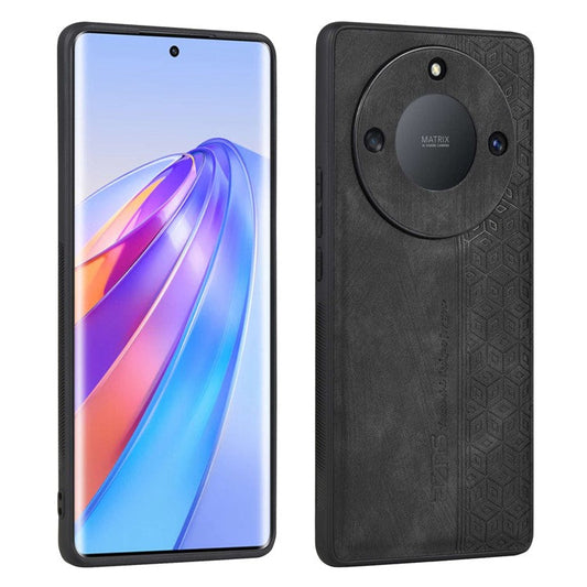 AZNS For Honor X40 5G Imprinted Pattern PU Leather Coated TPU Case Drop-proof Phone Back Cover - Black