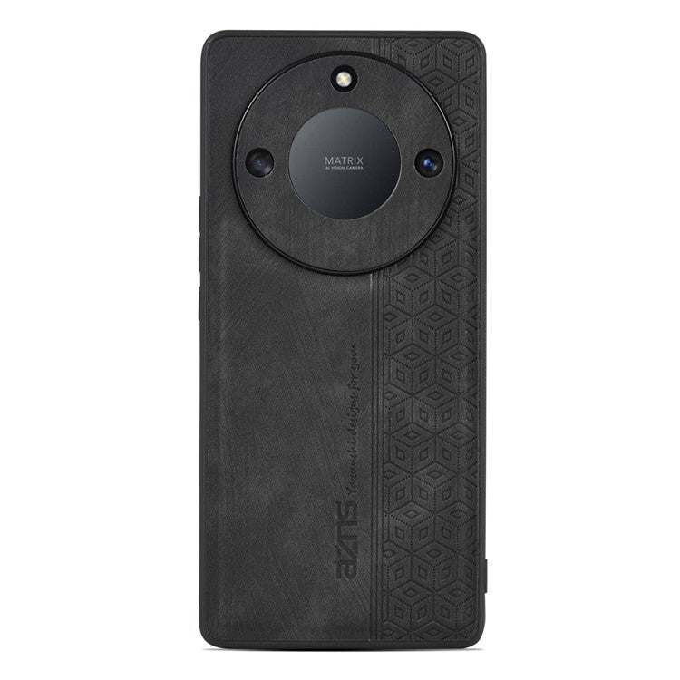 AZNS For Honor X40 5G Imprinted Pattern PU Leather Coated TPU Case Drop-proof Phone Back Cover - Black