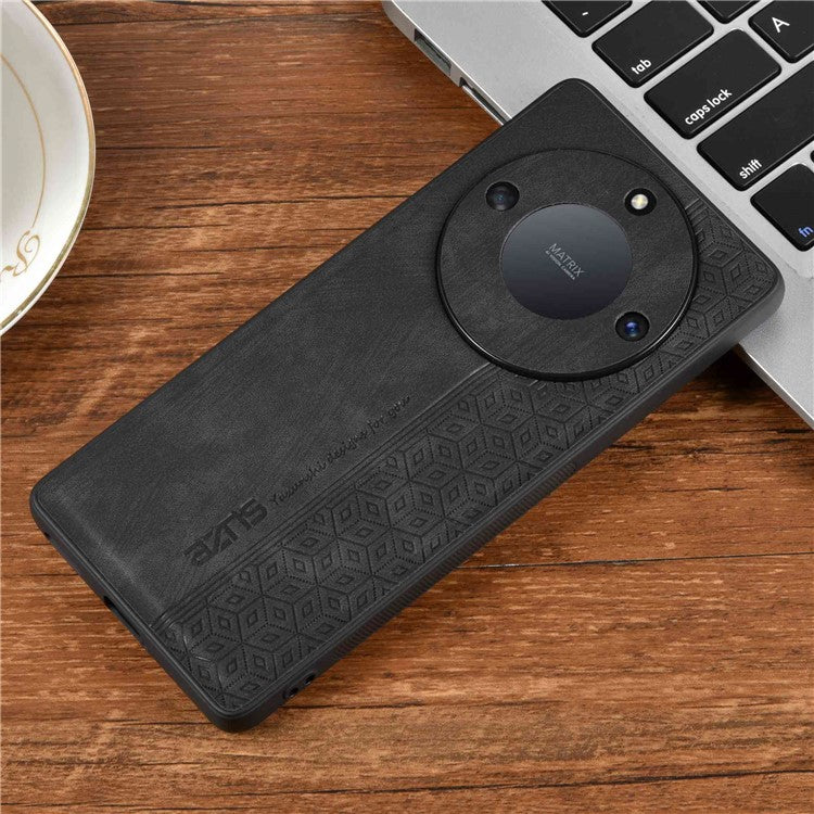 AZNS For Honor X40 5G Imprinted Pattern PU Leather Coated TPU Case Drop-proof Phone Back Cover - Black