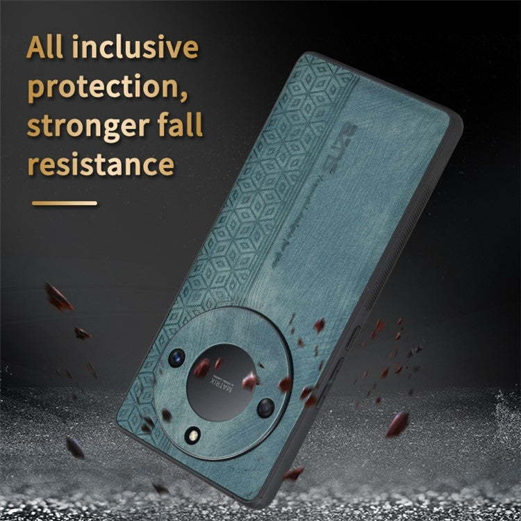 AZNS For Honor X40 5G Imprinted Pattern PU Leather Coated TPU Case Drop-proof Phone Back Cover - Green
