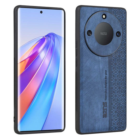 AZNS For Honor X40 5G Imprinted Pattern PU Leather Coated TPU Case Drop-proof Phone Back Cover - Blue