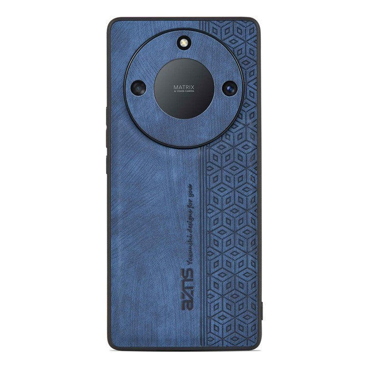 AZNS For Honor X40 5G Imprinted Pattern PU Leather Coated TPU Case Drop-proof Phone Back Cover - Blue