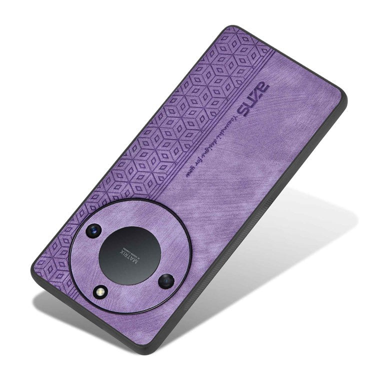 AZNS For Honor X40 5G Imprinted Pattern PU Leather Coated TPU Case Drop-proof Phone Back Cover - Purple