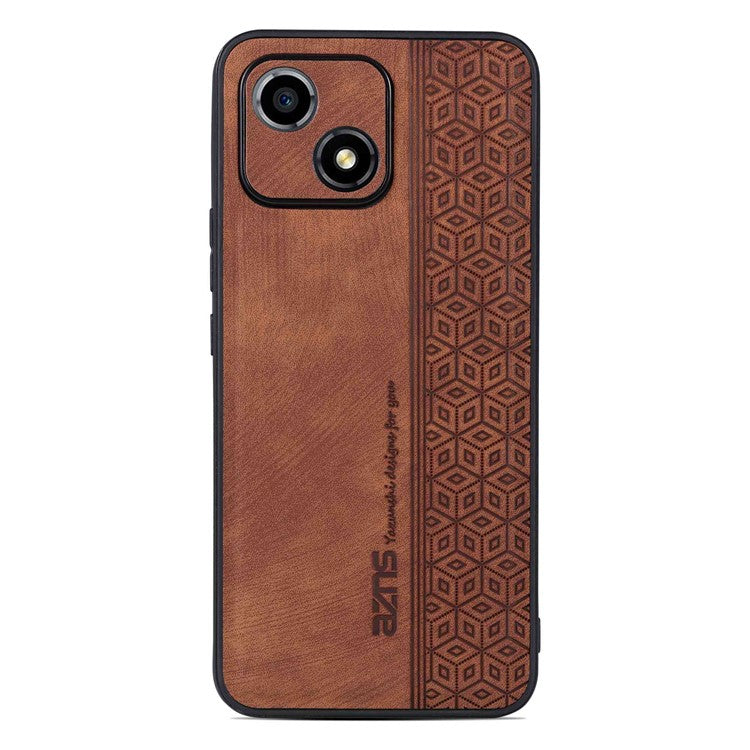AZNS For Honor Play 30 5G Imprinted Pattern Phone Case Anti-slip Side Edge PU Leather Coated TPU Back Cover - Brown