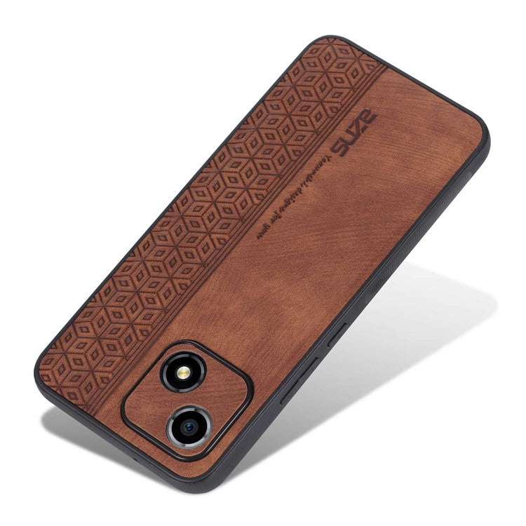 AZNS For Honor Play 30 5G Imprinted Pattern Phone Case Anti-slip Side Edge PU Leather Coated TPU Back Cover - Brown