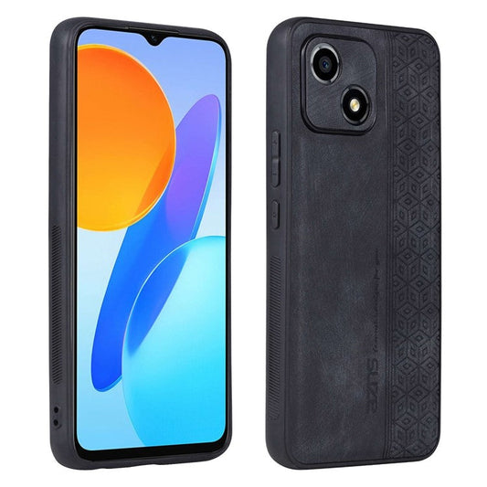 AZNS For Honor Play 30 5G Imprinted Pattern Phone Case Anti-slip Side Edge PU Leather Coated TPU Back Cover - Black