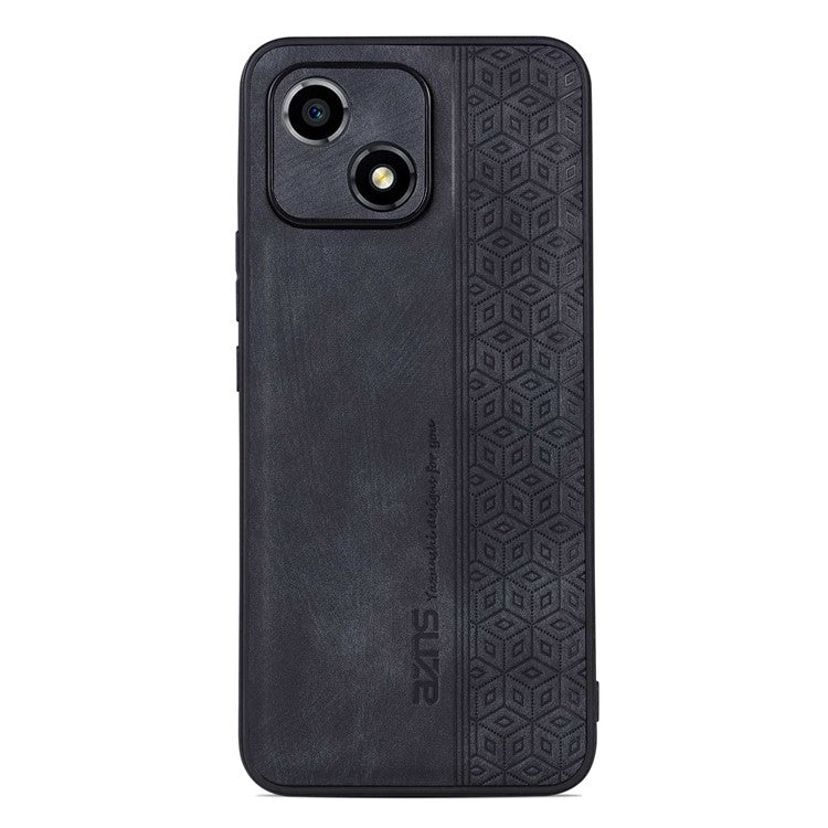 AZNS For Honor Play 30 5G Imprinted Pattern Phone Case Anti-slip Side Edge PU Leather Coated TPU Back Cover - Black