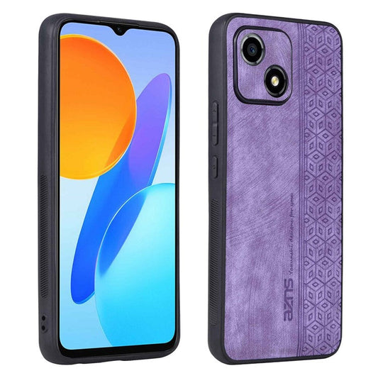 AZNS For Honor Play 30 5G Imprinted Pattern Phone Case Anti-slip Side Edge PU Leather Coated TPU Back Cover - Purple