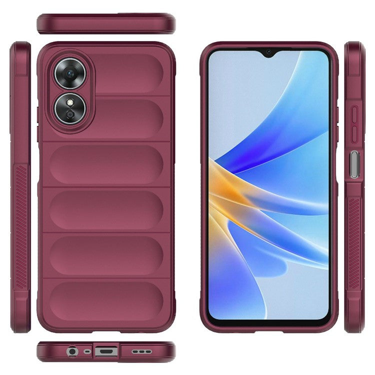 Shockproof Mobile Phone Cover for Oppo A17 4G, Drop Protection Soft TPU Protective Case - Wine Red