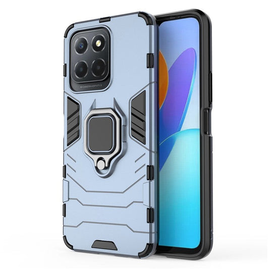 Ring Holder Kickstand Protective Phone Cover for Honor X8 5G, Hard PC Soft TPU Anti-scratch Hybrid Case - Blue
