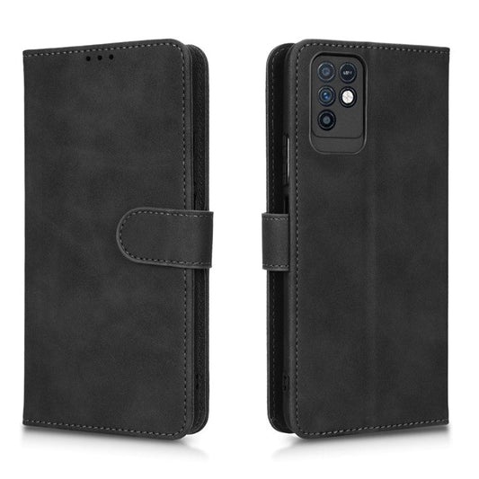 Phone Shockproof Cover for Infinix Note 10, Skin-Touch Feeling PU Leather Wallet Case with Stand Feature - Black
