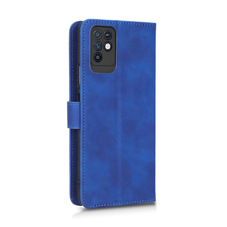 Phone Shockproof Cover for Infinix Note 10, Skin-Touch Feeling PU Leather Wallet Case with Stand Feature - Blue