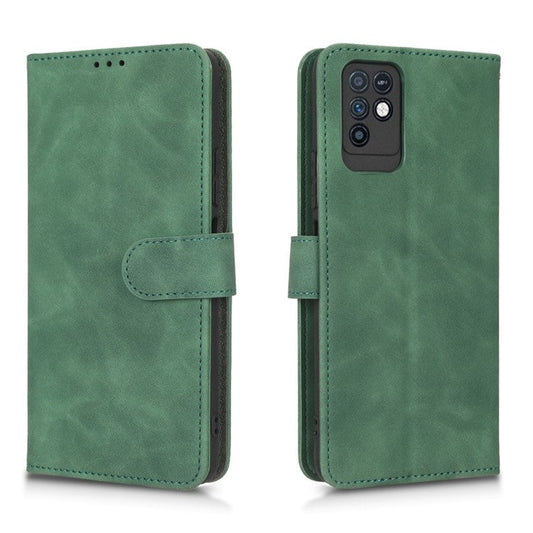 Phone Shockproof Cover for Infinix Note 10, Skin-Touch Feeling PU Leather Wallet Case with Stand Feature - Green