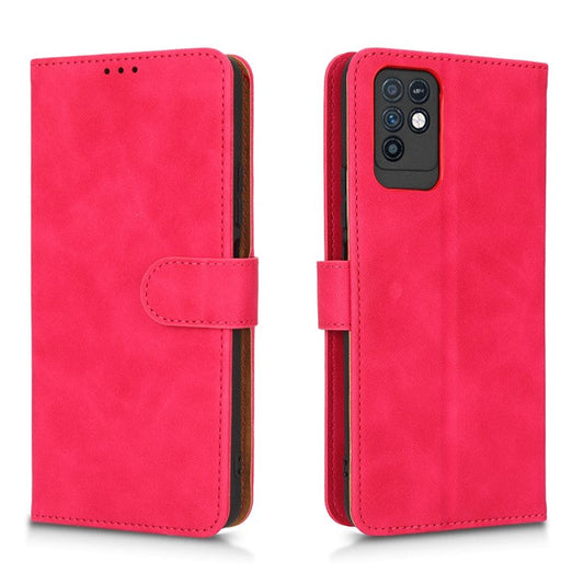 Phone Shockproof Cover for Infinix Note 10, Skin-Touch Feeling PU Leather Wallet Case with Stand Feature - Red