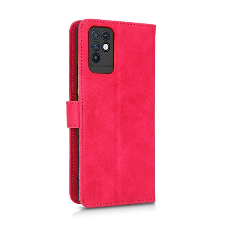Phone Shockproof Cover for Infinix Note 10, Skin-Touch Feeling PU Leather Wallet Case with Stand Feature - Red