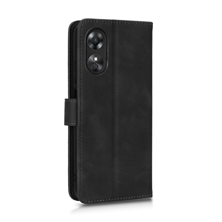 Phone Cover for Oppo A17 4G / A17k 4G , Well-protected Skin-touch Feeling PU Leather Wallet Case with Stand Feature - Black