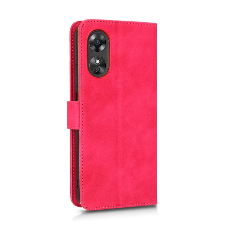 Phone Cover for Oppo A17 4G / A17k 4G , Well-protected Skin-touch Feeling PU Leather Wallet Case with Stand Feature - Red