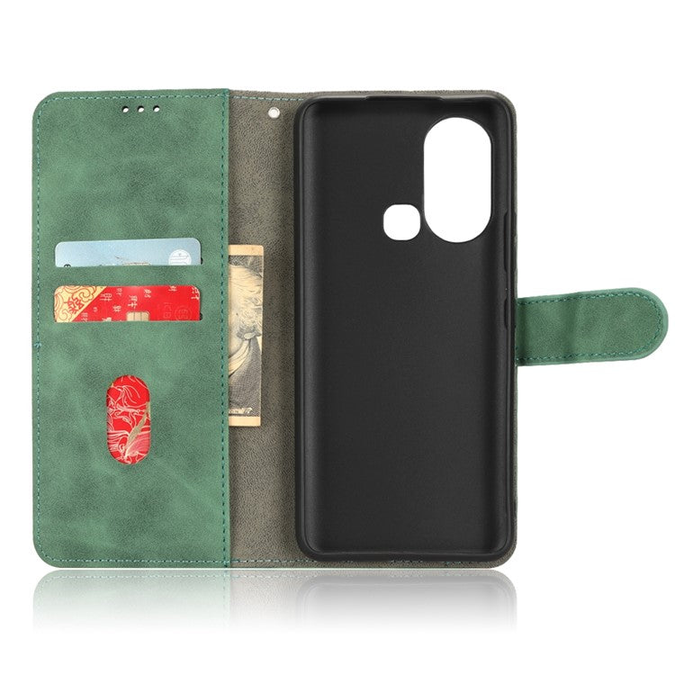 Phone Cover for Infinix Hot 11s, Magnetic Clasp Skin-Touch Feeling PU Leather Wallet Case with Stand Feature - Green