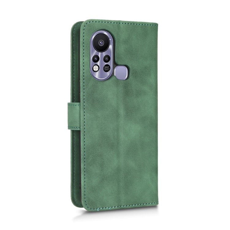 Phone Cover for Infinix Hot 11s, Magnetic Clasp Skin-Touch Feeling PU Leather Wallet Case with Stand Feature - Green