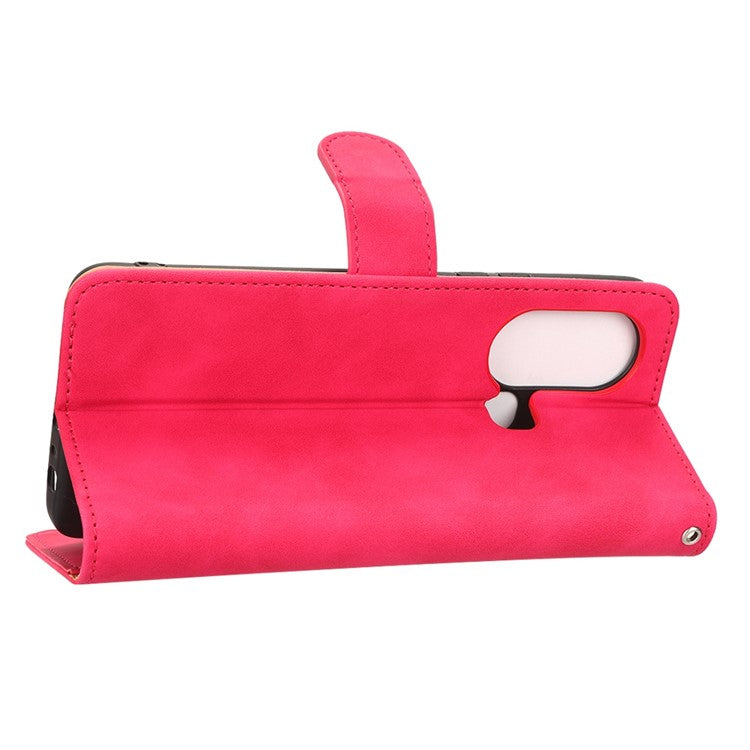 Phone Cover for Infinix Hot 11s, Magnetic Clasp Skin-Touch Feeling PU Leather Wallet Case with Stand Feature - Red