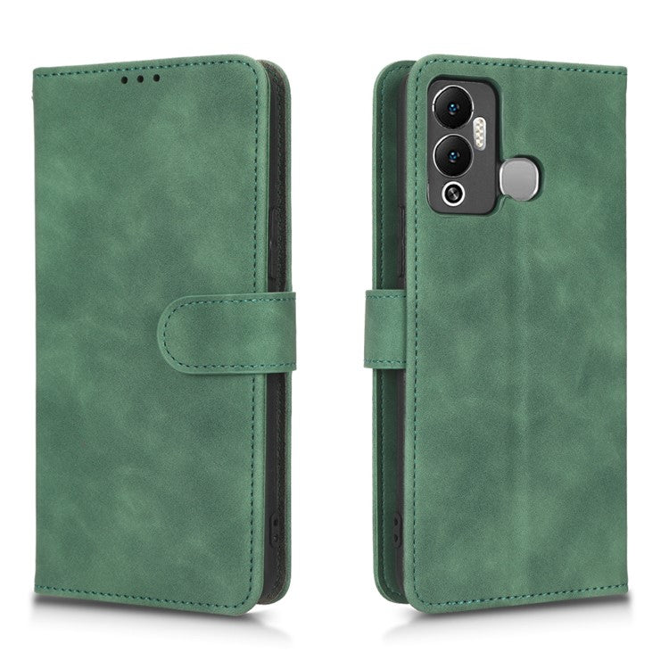 Phone Cover for Infinix Hot 12 Play 4G, Skin-Touch Feeling Book Style PU Leather Wallet Case with Stand Feature - Green