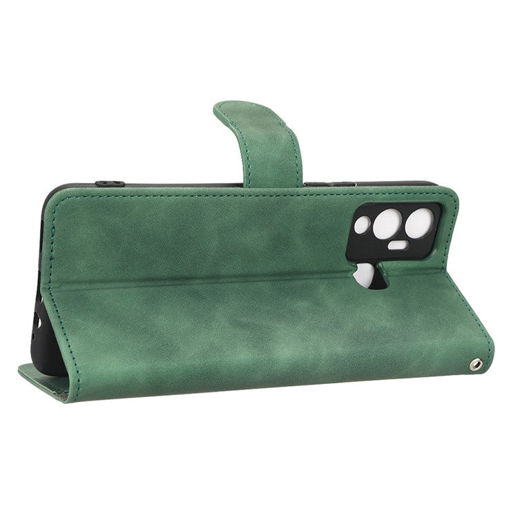 Phone Cover for Infinix Hot 12 Play 4G, Skin-Touch Feeling Book Style PU Leather Wallet Case with Stand Feature - Green