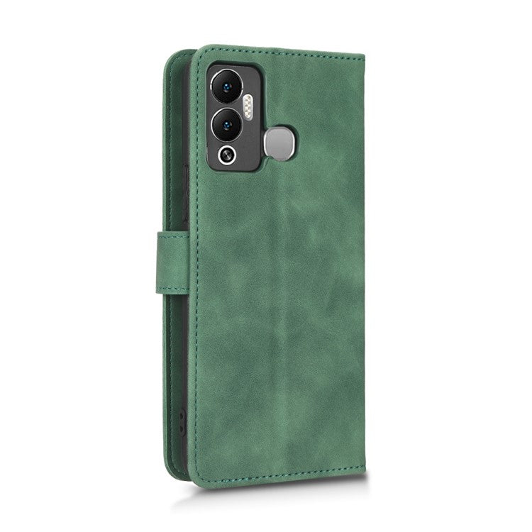 Phone Cover for Infinix Hot 12 Play 4G, Skin-Touch Feeling Book Style PU Leather Wallet Case with Stand Feature - Green