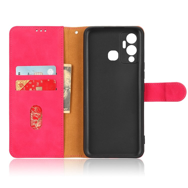 Phone Cover for Infinix Hot 12 Play 4G, Skin-Touch Feeling Book Style PU Leather Wallet Case with Stand Feature - Red