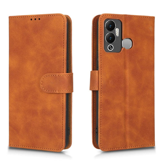 Phone Cover for Infinix Hot 12 Play 4G, Skin-Touch Feeling Book Style PU Leather Wallet Case with Stand Feature - Brown