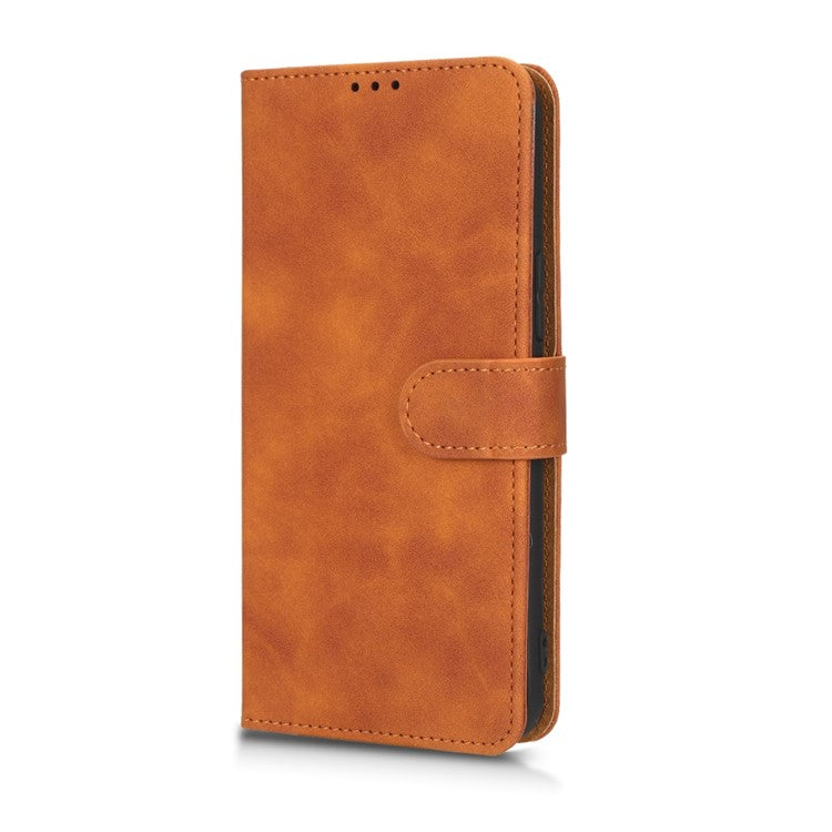 Phone Cover for Infinix Hot 12 Play 4G, Skin-Touch Feeling Book Style PU Leather Wallet Case with Stand Feature - Brown