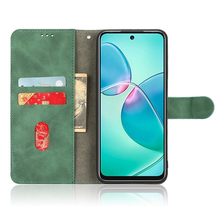 Phone Cover for Infinix Hot 12i 4G, Scratch Proof Skin-Touch Feeling PU Leather Wallet Case with Stand Feature - Green