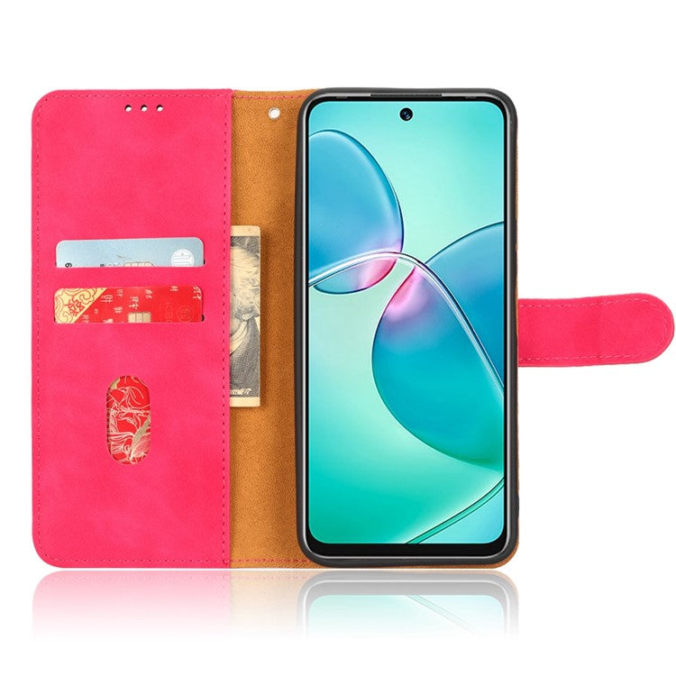 Phone Cover for Infinix Hot 12i 4G, Scratch Proof Skin-Touch Feeling PU Leather Wallet Case with Stand Feature - Red