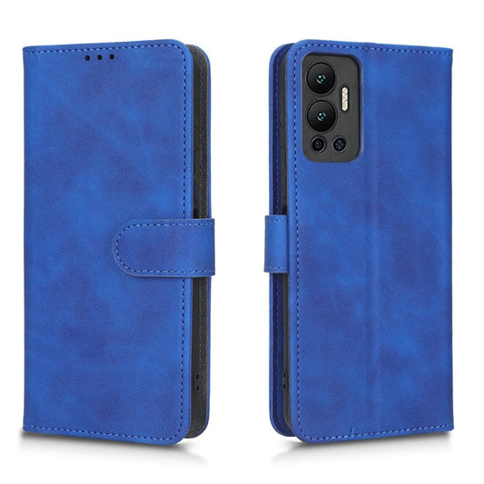 Phone Cover for Infinix Hot 12 4G, Bump Proof Skin-Touch Feeling PU Leather Wallet Case with Stand Feature - Blue