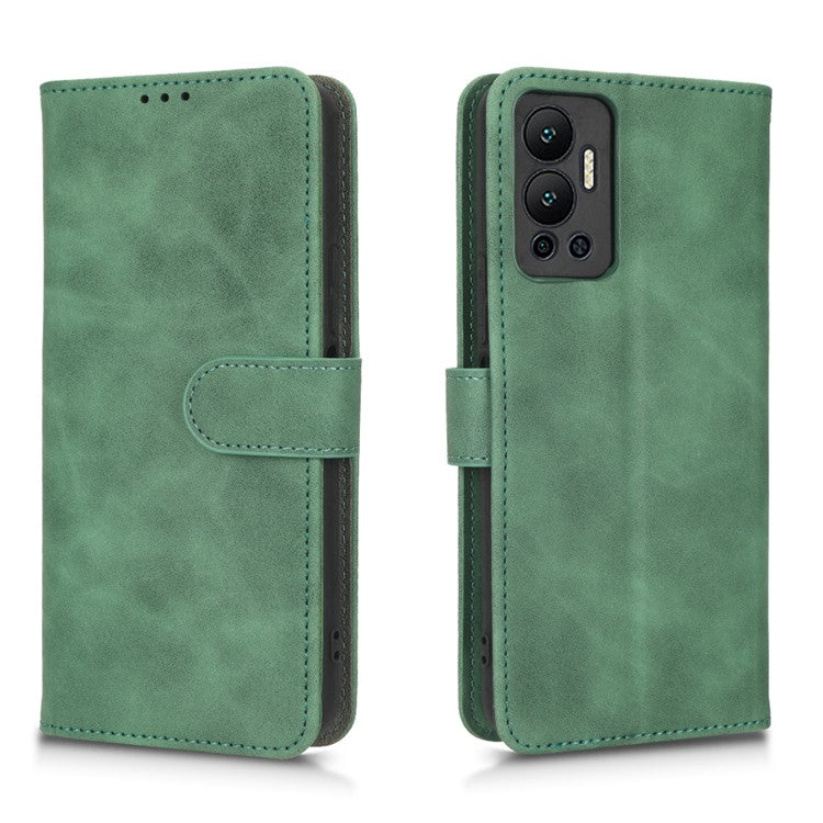 Phone Cover for Infinix Hot 12 4G, Bump Proof Skin-Touch Feeling PU Leather Wallet Case with Stand Feature - Green