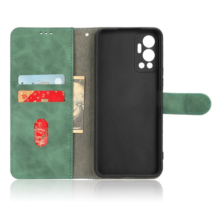 Phone Cover for Infinix Hot 12 4G, Bump Proof Skin-Touch Feeling PU Leather Wallet Case with Stand Feature - Green