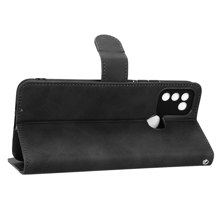 Phone Cover for Infinix Hot 10 Play, Collision Resistant Skin-Touch Feeling PU Leather Wallet Case with Stand Feature - Black