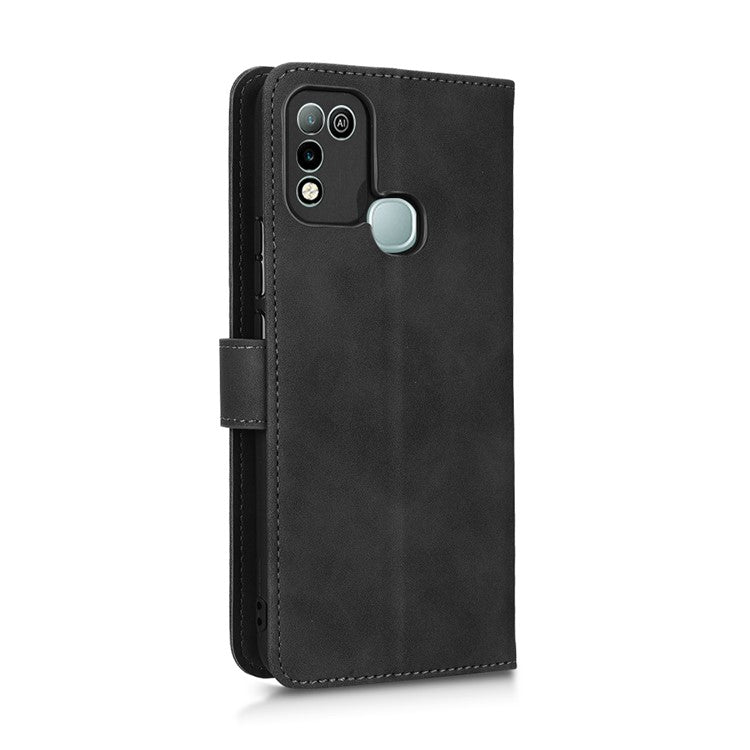 Phone Cover for Infinix Hot 10 Play, Collision Resistant Skin-Touch Feeling PU Leather Wallet Case with Stand Feature - Black