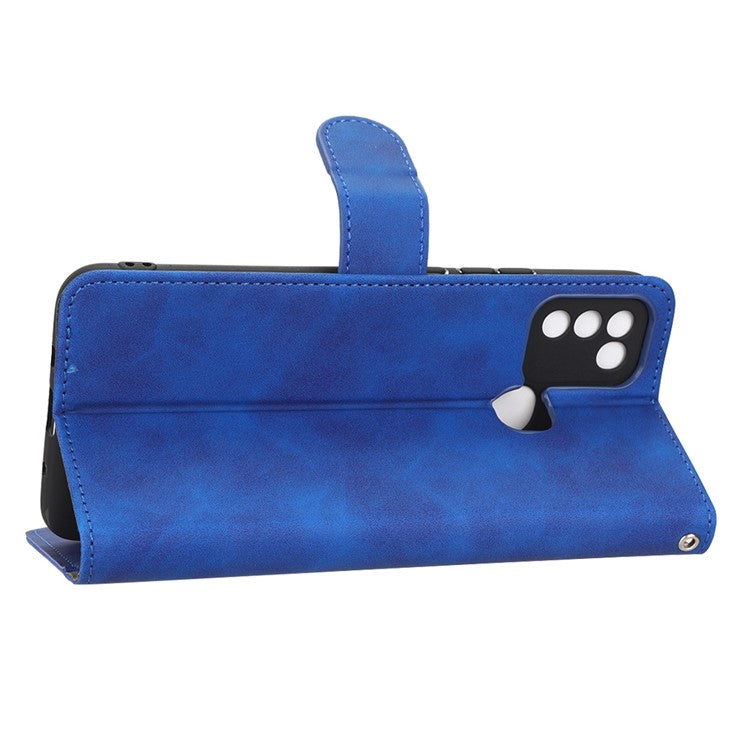 Phone Cover for Infinix Hot 10 Play, Collision Resistant Skin-Touch Feeling PU Leather Wallet Case with Stand Feature - Blue