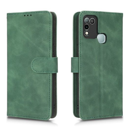 Phone Cover for Infinix Hot 10 Play, Collision Resistant Skin-Touch Feeling PU Leather Wallet Case with Stand Feature - Green