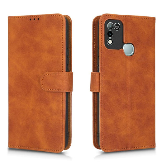 Phone Cover for Infinix Hot 10 Play, Collision Resistant Skin-Touch Feeling PU Leather Wallet Case with Stand Feature - Brown