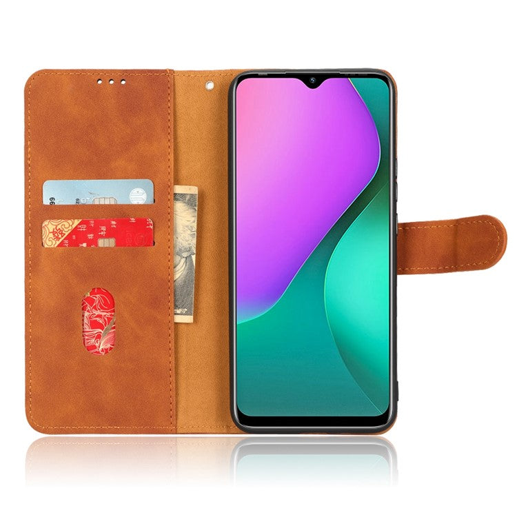 Phone Cover for Infinix Hot 10 Play, Collision Resistant Skin-Touch Feeling PU Leather Wallet Case with Stand Feature - Brown