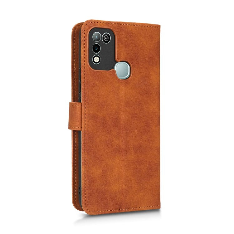 Phone Cover for Infinix Hot 10 Play, Collision Resistant Skin-Touch Feeling PU Leather Wallet Case with Stand Feature - Brown