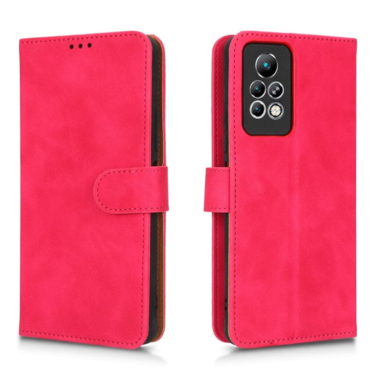 Phone Cover for Infinix Note 11 Pro, Anti-fall Skin-touch Feeling PU Leather Wallet Case with Stand Feature - Red