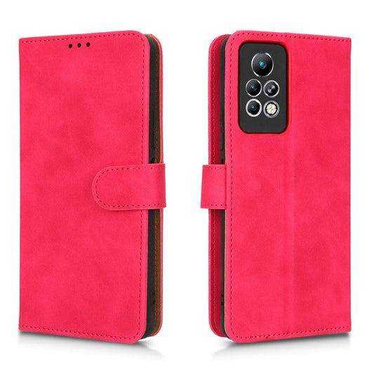 Phone Cover for Infinix Note 11 Pro, Anti-fall Skin-touch Feeling PU Leather Wallet Case with Stand Feature - Red