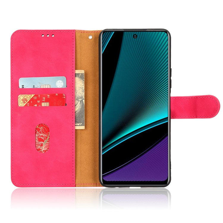 Phone Cover for Infinix Note 11 Pro, Anti-fall Skin-touch Feeling PU Leather Wallet Case with Stand Feature - Red