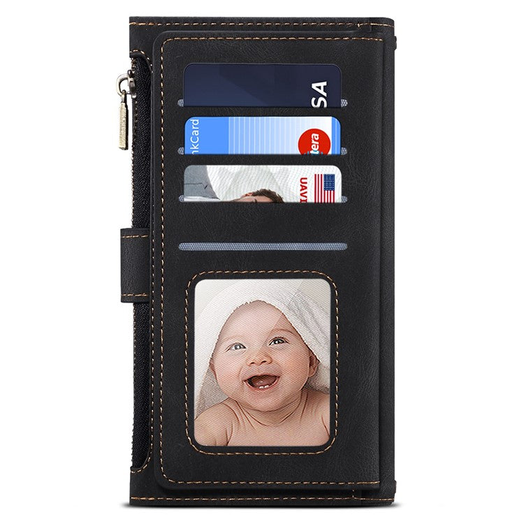 ESEBLE Star Series Wallet Phone Case for Google Pixel 7 5G, PU Leather Multi-functional Card Slots Zipper Pocket Stand Flip Cover with Hand Strap -  Black
