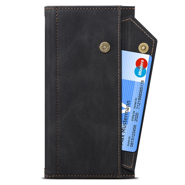 ESEBLE Star Series Wallet Phone Case for Google Pixel 7 5G, PU Leather Multi-functional Card Slots Zipper Pocket Stand Flip Cover with Hand Strap -  Black