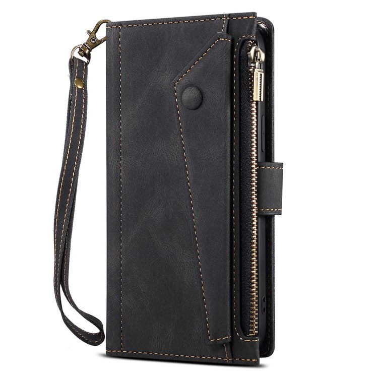 ESEBLE Star Series Wallet Phone Case for Google Pixel 7 5G, PU Leather Multi-functional Card Slots Zipper Pocket Stand Flip Cover with Hand Strap -  Black